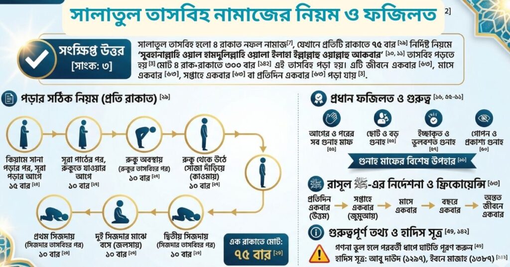 সালাতুল তাসবিহ নামাজের নিয়ম ও ফজিলত
