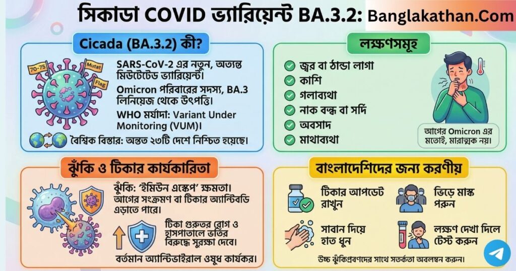 সিকাডা COVID ভ্যারিয়েন্ট BA.3.2 কী লক্ষণ, ঝুঁকি ও করণীয়