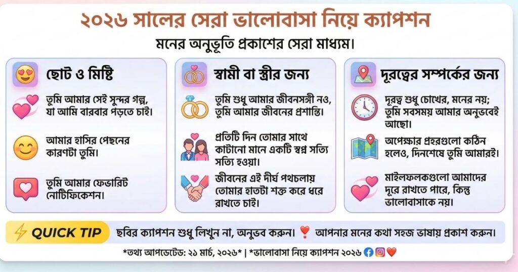 সেরা ভালোবাসা নিয়ে ক্যাপশন ২০২৬