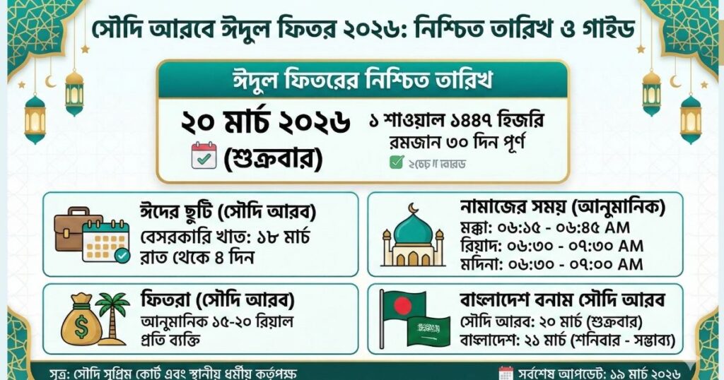 সৌদি আরবের ঈদুল ফিতর ২০২৬