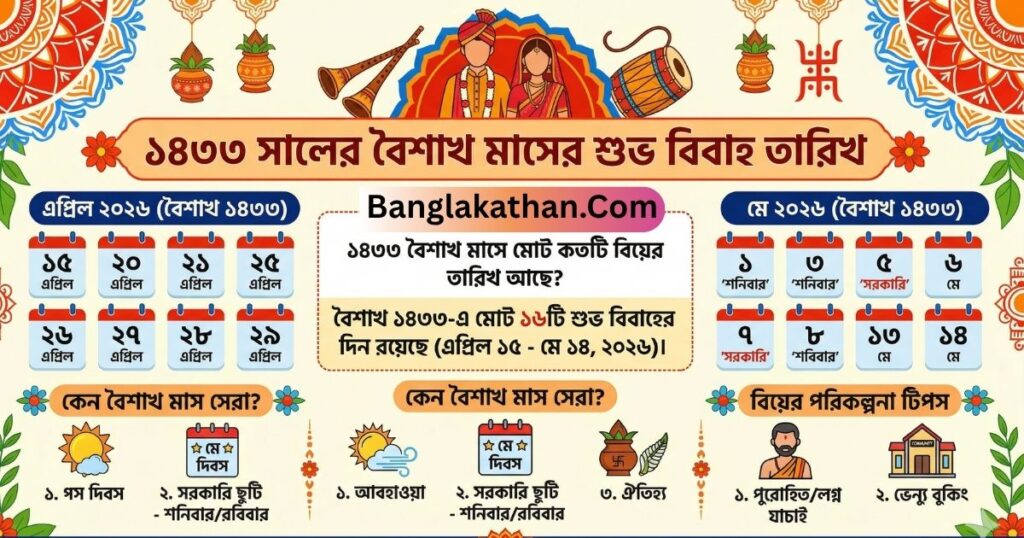 ১৪৩৩ সালের বৈশাখ মাসের বিবাহ তারিখ