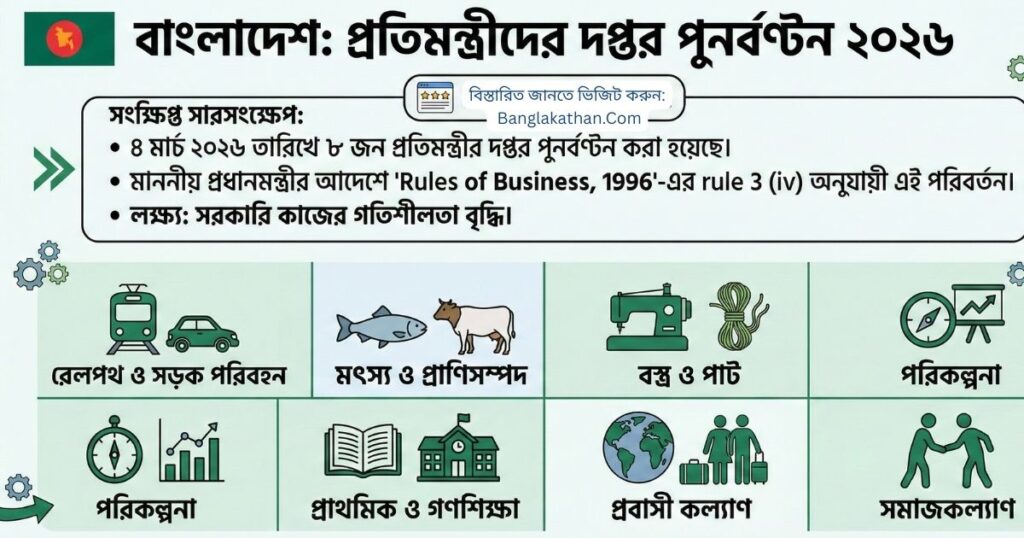 ২০২৬ সালের প্রতিমন্ত্রীদের দায়িত্ব ও দপ্তর পুনর্বণ্টন