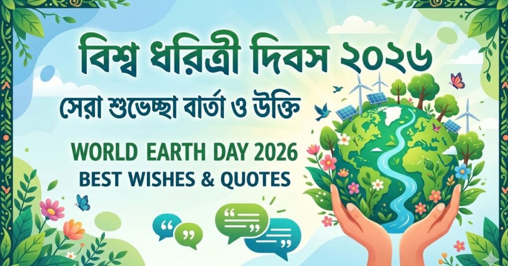 Earth Day Wishes Quotes 2026 বিশ্ব ধরিত্রী দিবসের সেরা শুভেচ্ছা বার্তা ও উক্তি