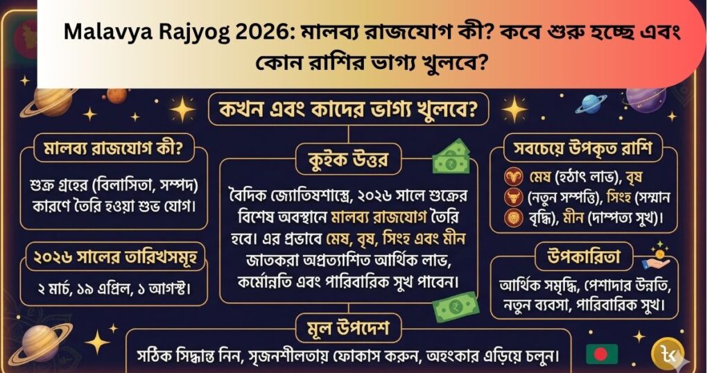 Malavya Rajyog 2026 মালব্য রাজযোগ কী কবে শুরু হচ্ছে এবং কোন রাশির ভাগ্য খুলবে
