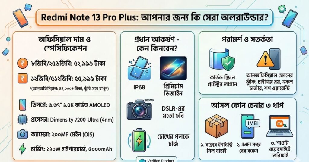Redmi Note 13 Pro Plus বাংলাদেশে দাম ২০২৬