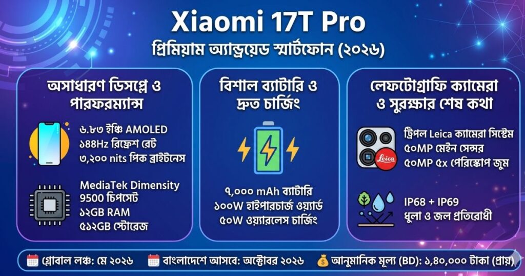 Xiaomi 17T Pro দাম, স্পেসিফিকেশন ও রিভিউ