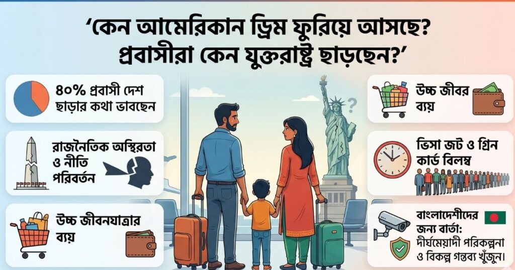 আমেরিকান ড্রিম কি ফুরিয়ে আসছে কেন যুক্তরাষ্ট্র ছাড়ছেন প্রবাসীরা (বাংলাদেশীদের জন্য প্রভাব ও সতর্কতা)