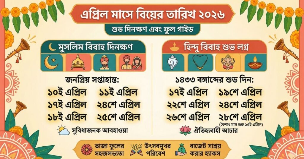 এপ্রিল মাসে বিয়ের তারিখ ২০২৬