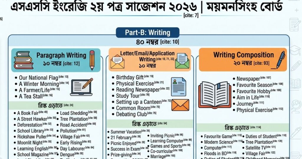 এসএসসি ইংরেজি ২য় পত্র সাজেশন ২০২৬ ময়মনসিংহ বোর্ড