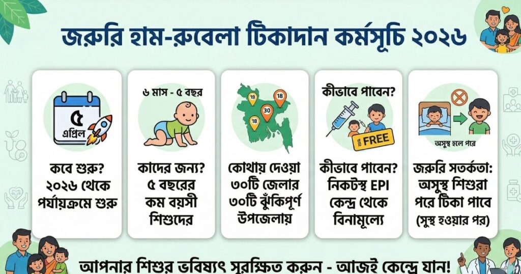 জরুরি হাম-রুবেলা টিকাদান কর্মসূচি ২০২৬