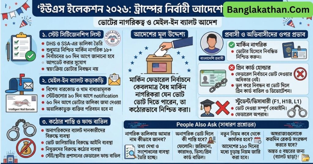 ট্রাম্পের নতুন 'ভোটার নাগরিকত্ব' ও 'মেইল-ইন ব্যালট' নির্বাহী আদেশ