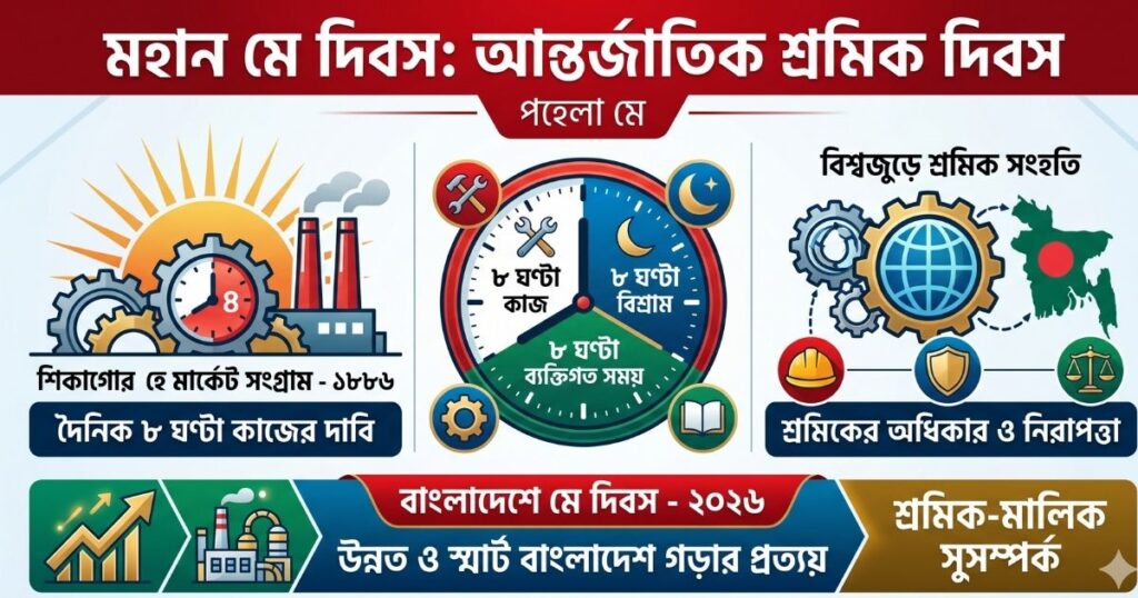 পহেলা মে আন্তর্জাতিক শ্রমিক দিবস ২০২৬ ইতিহাস, তাৎপর্য, শ্রমিক দিবসের স্ট্যাটাস ও উক্তি