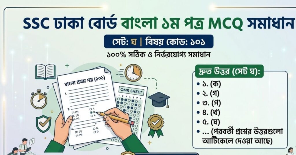 বাংলা ১ম পএ mcq সমাধান ২০২৬ ঢাকা বোর্ড