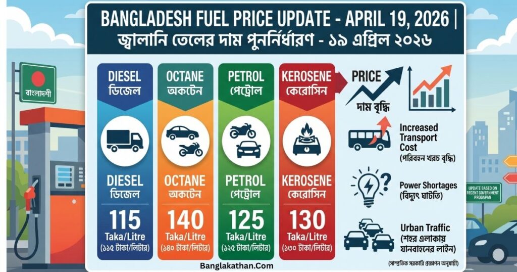 বাংলাদেশে জ্বালানি তেলের নতুন দাম (১৯ এপ্রিল ২০২৬)