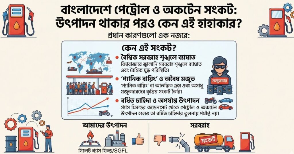 বাংলাদেশে পেট্রোল ও অকটেন সংকট উৎপাদন থাকার পরও কেন এই হাহাকার