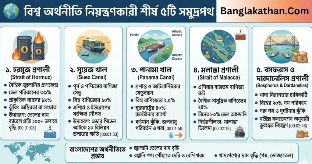 বিশ্বের অর্থনীতি নিয়ন্ত্রণকারী শীর্ষ ৫টি সমুদ্রপথ