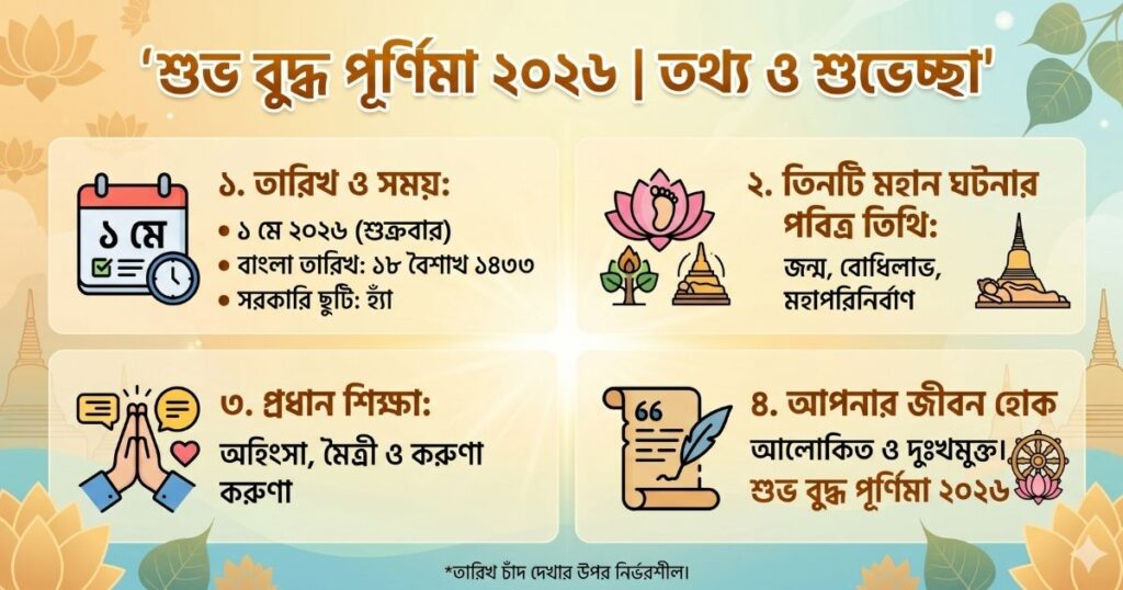 বুদ্ধ পূর্ণিমা ২০২৬ ক্যাপশন, শুভেচ্ছা বার্তা, উক্তি ও বিস্তারিত তথ্য