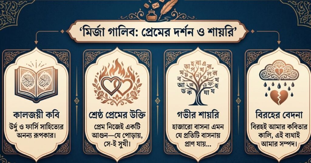 মির্জা গালিব এর প্রেমের উক্তি ও শায়রি (বাংলা অনুবাদ সহ)