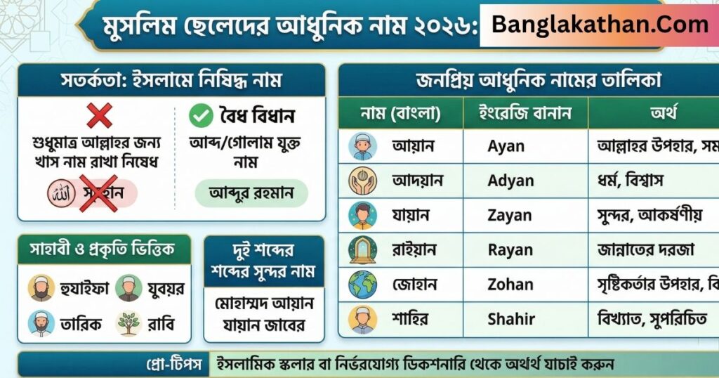 মুসলিম ছেলেদের আধুনিক নাম ২০২৬