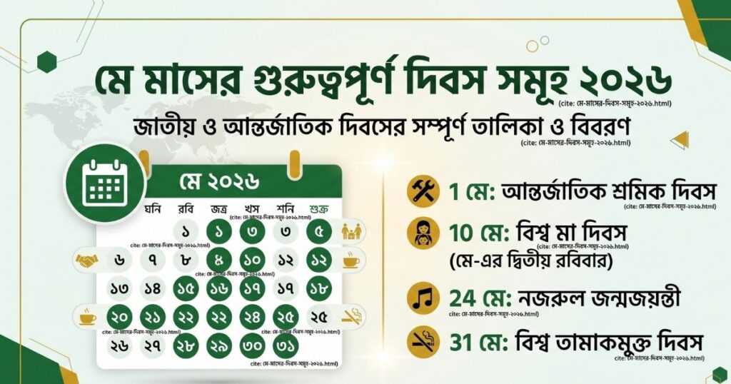মে মাসের দিবস সমূহ ২০২৬
