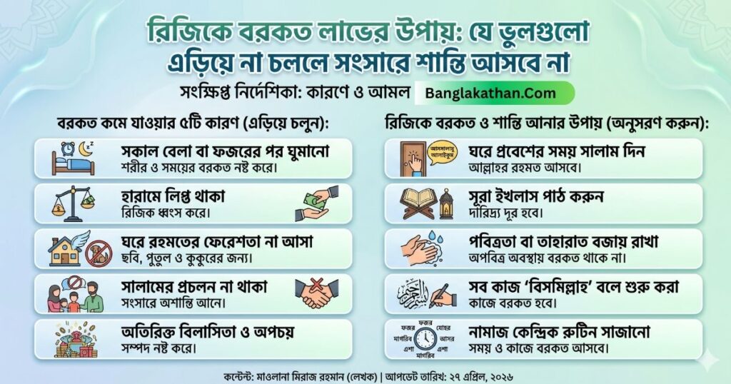 রিজিকে বরকত লাভের উপায় যে ভুলগুলো এড়িয়ে না চললে সংসারে শান্তি আসবে না