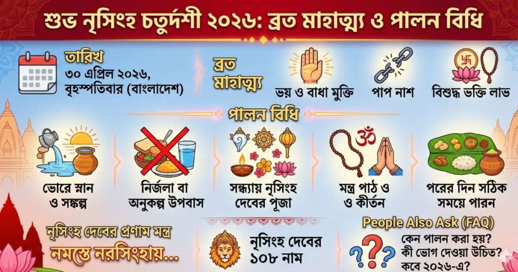 শ্রী নৃসিংহ চতুর্দশী ২০২৬ ব্রত মাহাত্ম্য, পালনের নিয়ম ও পারন মন্ত্র