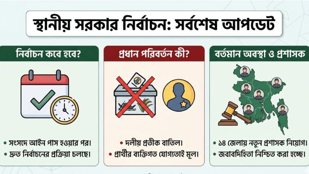স্থানীয় সরকার নির্বাচন কবে দলীয় প্রতীক বাতিল ও নতুন রূপরেখা