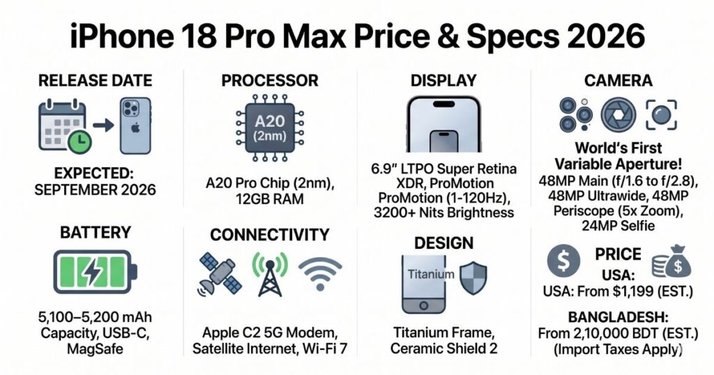 Apple iPhone 18 Pro Max বাংলাদেশে দাম ২০২৬