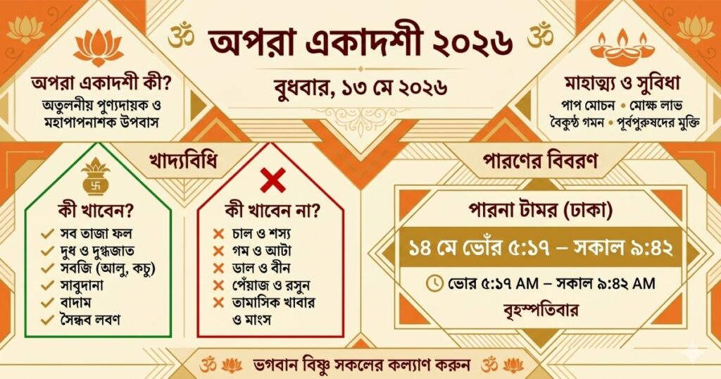 অপরা একাদশী ২০২৬ তারিখ, পারণ সময়, ব্রত বিধি ও মাহাত্ম্য