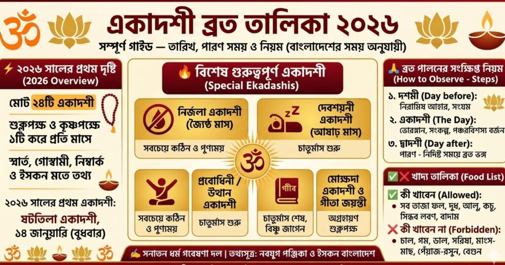 একাদশী ব্রত তালিকা ২০২৬