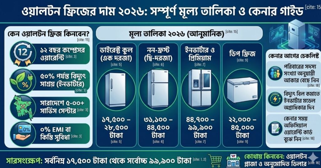 ওয়ালটন ফ্রিজের দাম ২০২৬