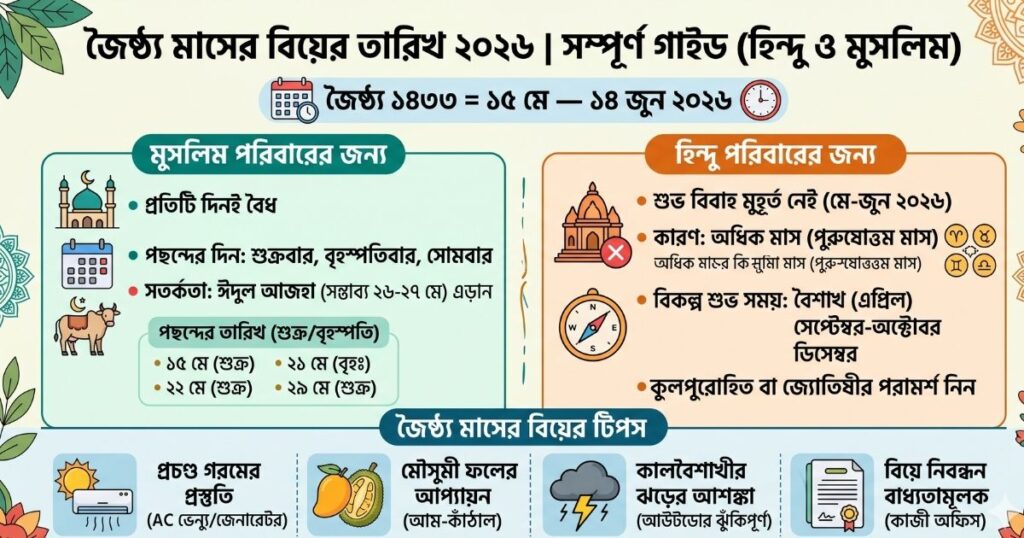 জৈষ্ঠ্য মাসের বিয়ের তারিখ ২০২৬