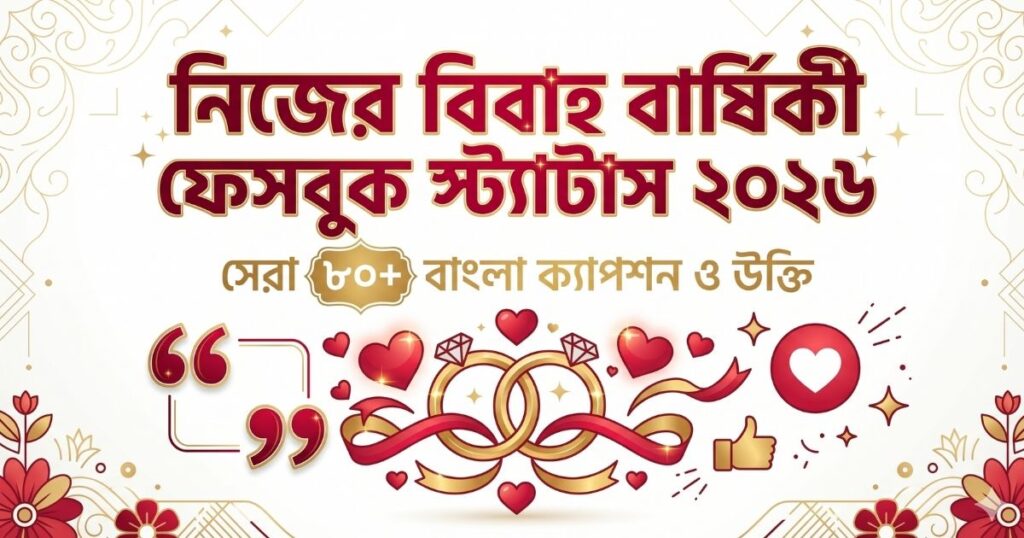 নিজের বিবাহ বার্ষিকী ফেসবুক স্ট্যাটাস ২০২৬ সেরা ৮০+ বাংলা ক্যাপশন ও উক্তি