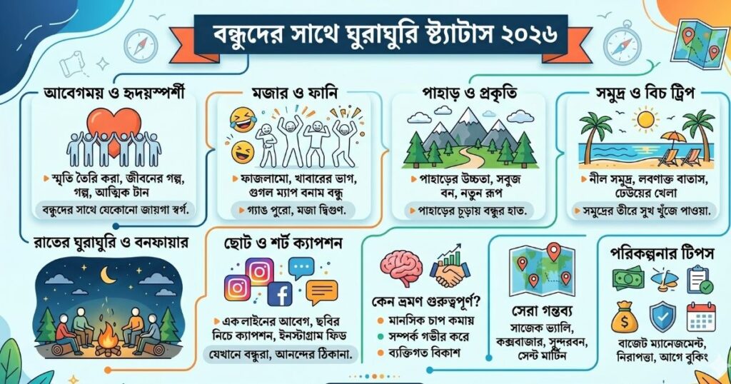 বন্ধুদের সাথে ঘুরাঘুরি স্ট্যাটাস
