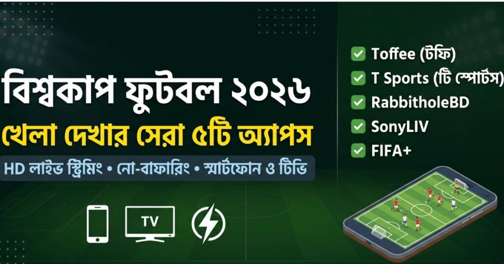 বিশ্বকাপ ফুটবল খেলা দেখার অ্যাপস ২০২৬