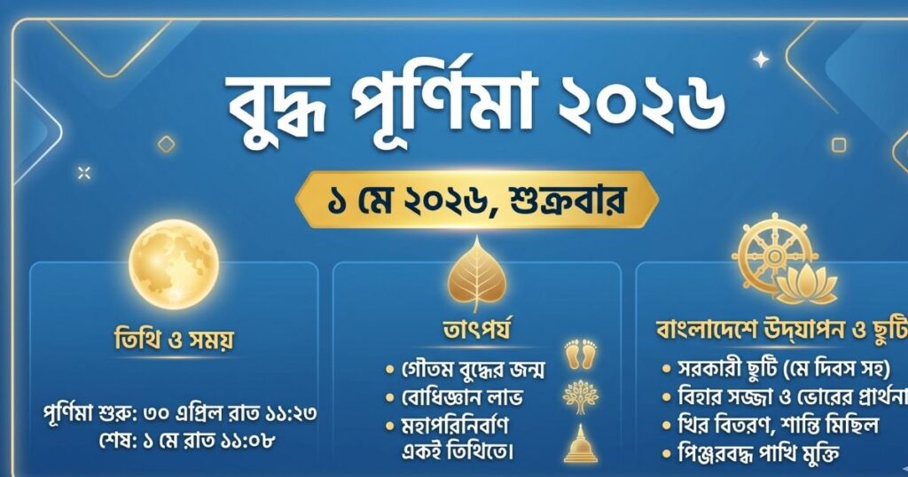 বুদ্ধ পূর্ণিমা ২০২৬ তারিখ, সময়, ইতিহাস, তাৎপর্য ও উদযাপন