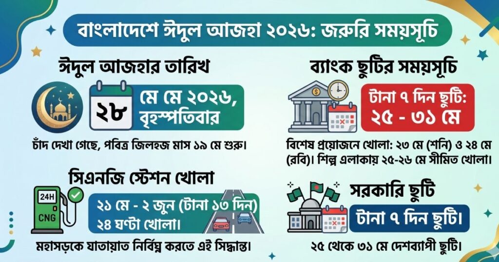 ব্যাংক ঈদুল আজহা ছুটি ২০২৬