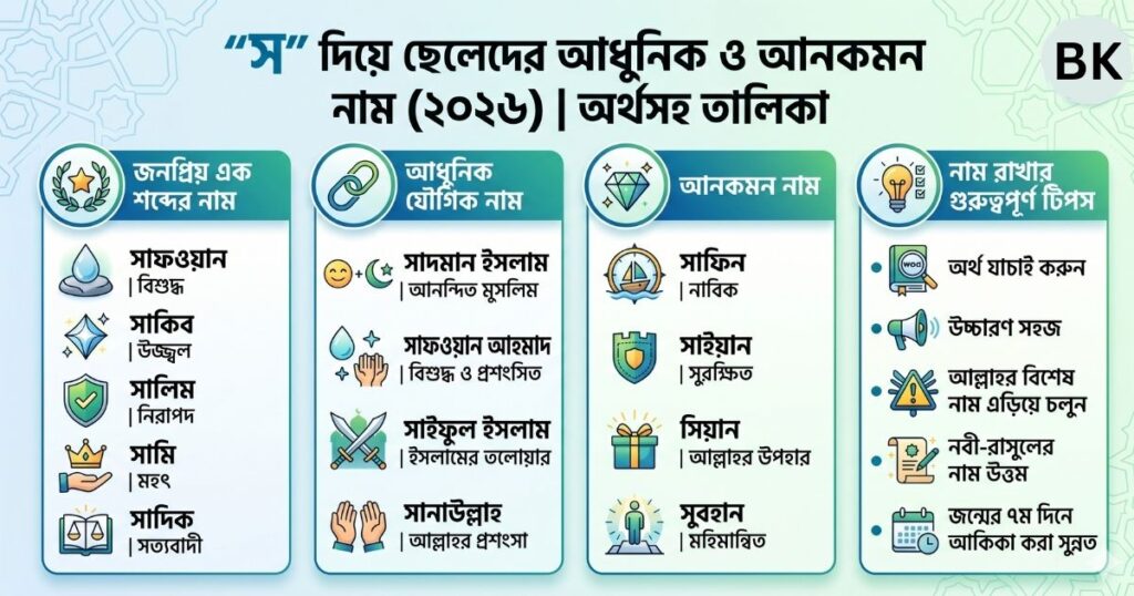 স দিয়ে ছেলেদের আধুনিক নাম অর্থসহ ২০২৬