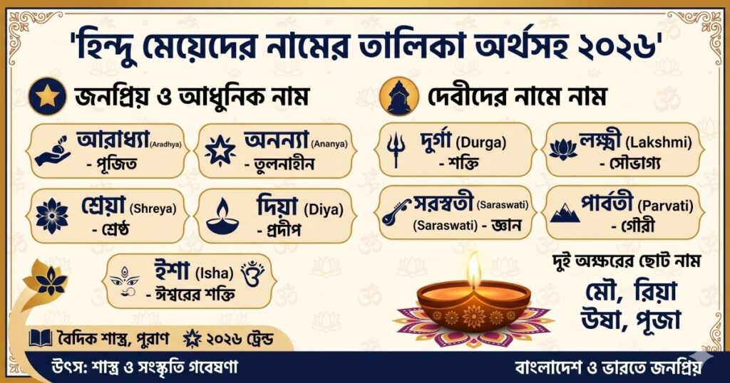 হিন্দু মেয়েদের নামের তালিকা অর্থসহ ২০২৬