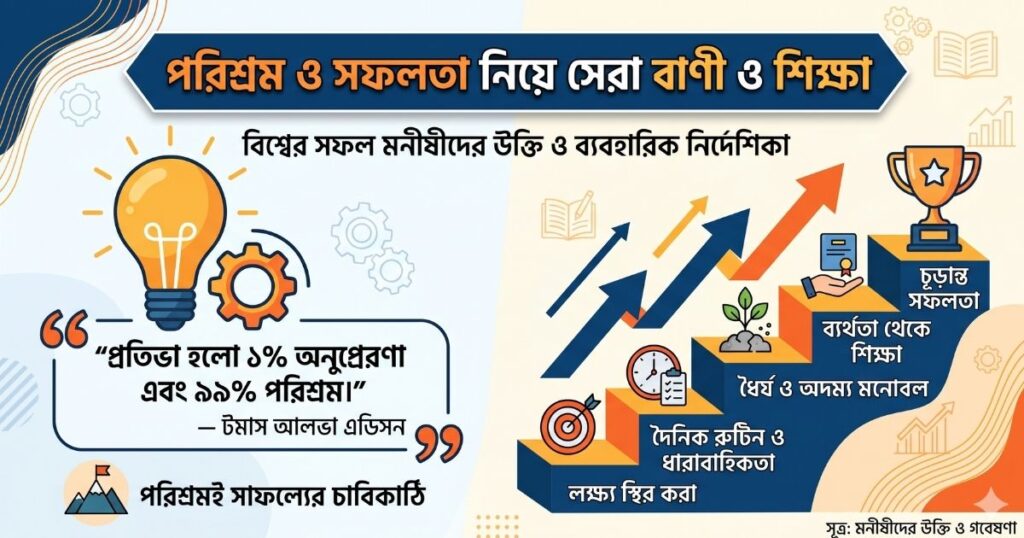 ১০০+ পরিশ্রম ও সফলতা নিয়ে উক্তি