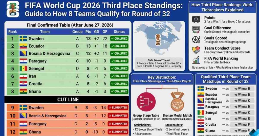 FIFA World Cup 2026 Third Place Standings