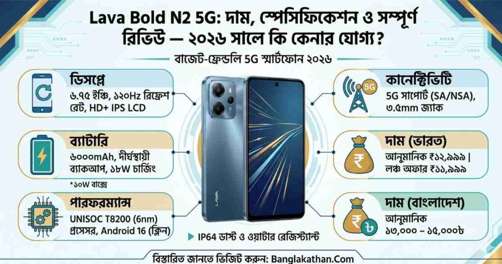 Lava Bold N2 5G দাম, স্পেসিফিকেশন ও রিভিউ