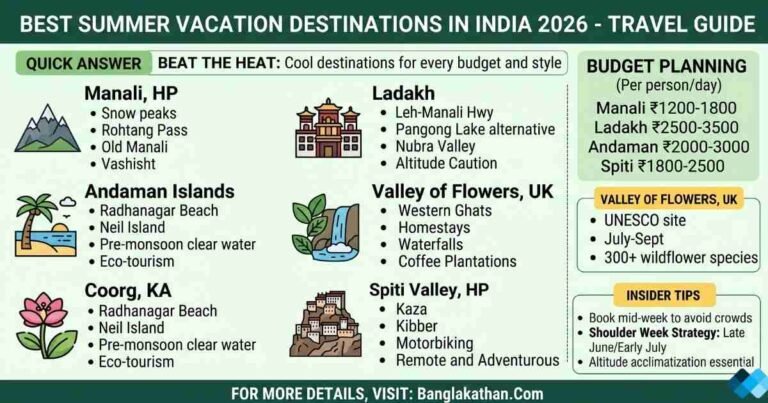 Top Summer Vacation Destinations 2026 in India - Banglakathan