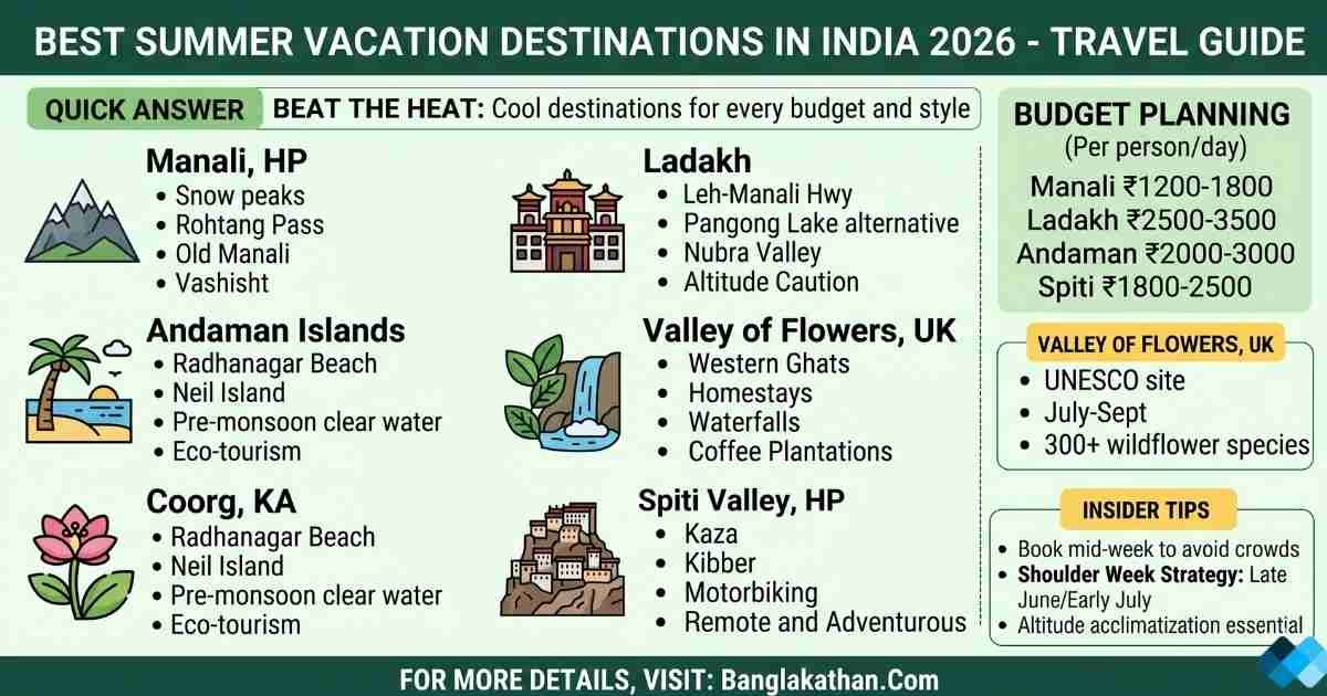 Top Summer Vacation Destinations 2026 in India - Banglakathan