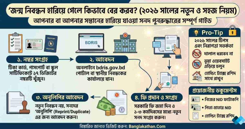 জন্ম নিবন্ধন হারিয়ে গেলে কিভাবে বের করব