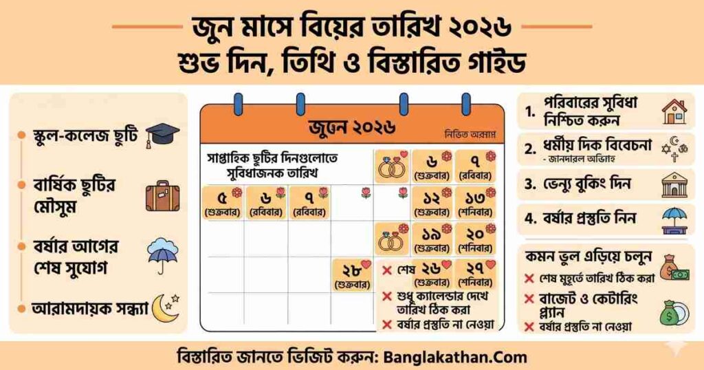 জুন মাসে বিয়ের তারিখ ২০২৬