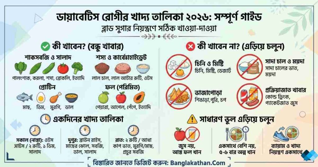 ডায়াবেটিস রোগীর খাদ্য তালিকা