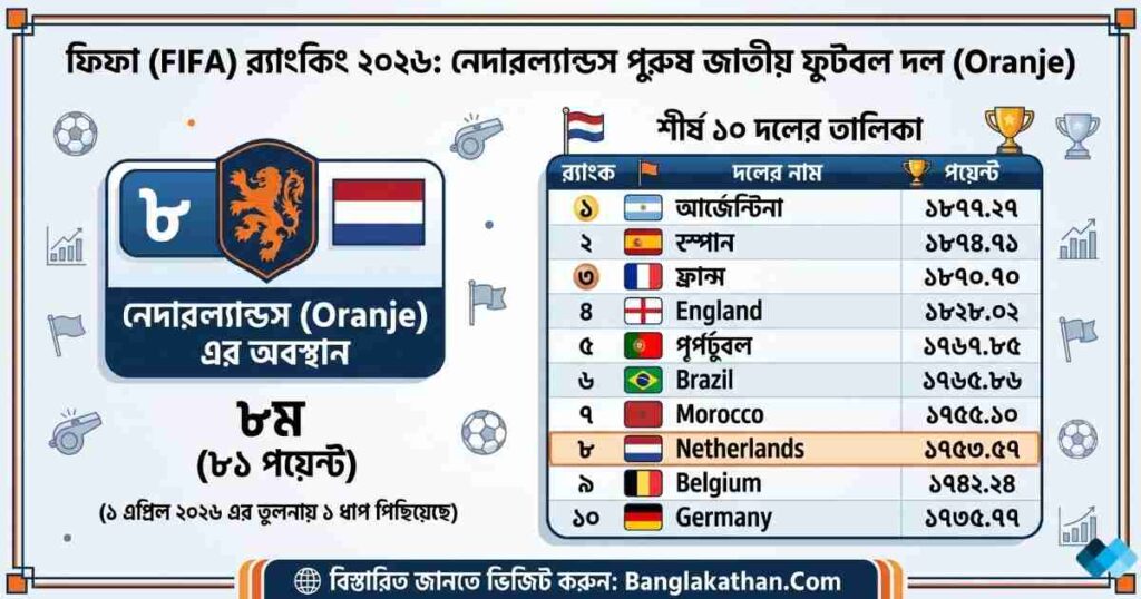 নেদারল্যান্ডসের FIFA র‍্যাংকিং ২০২৬