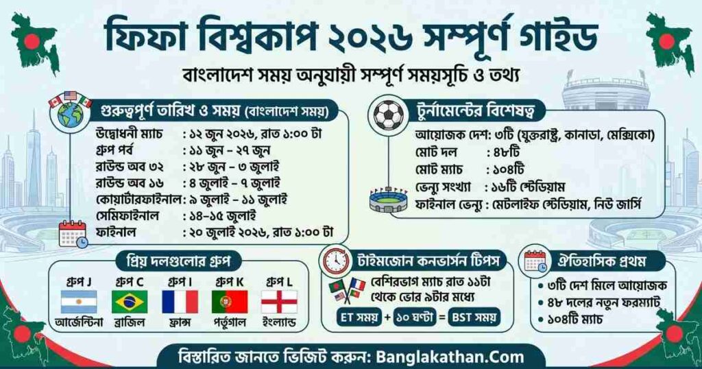 ফিফা বিশ্বকাপ ২০২৬ সময়সূচি বাংলাদেশ সময়