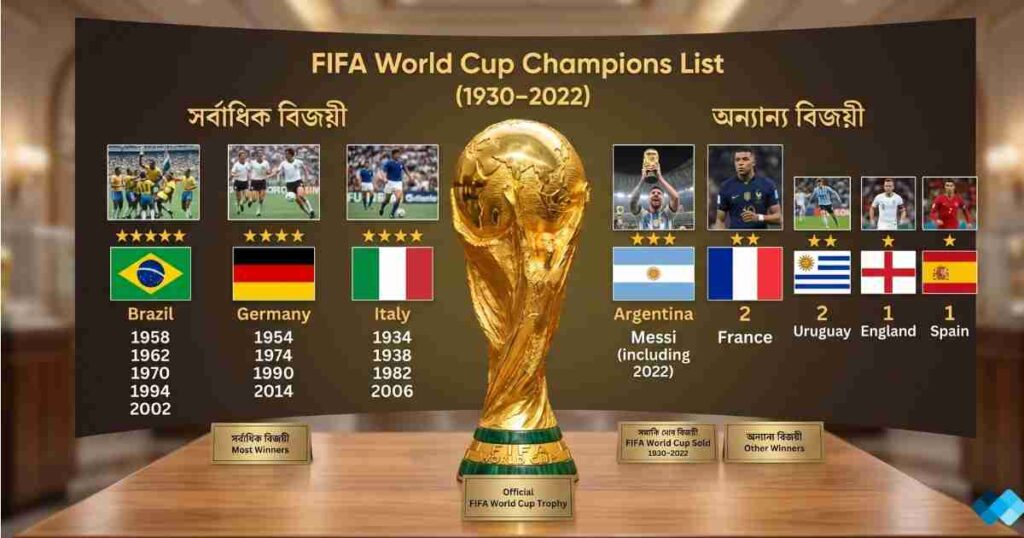 বিশ্বকাপ ফুটবল চ্যাম্পিয়ন তালিকা ২০২৬